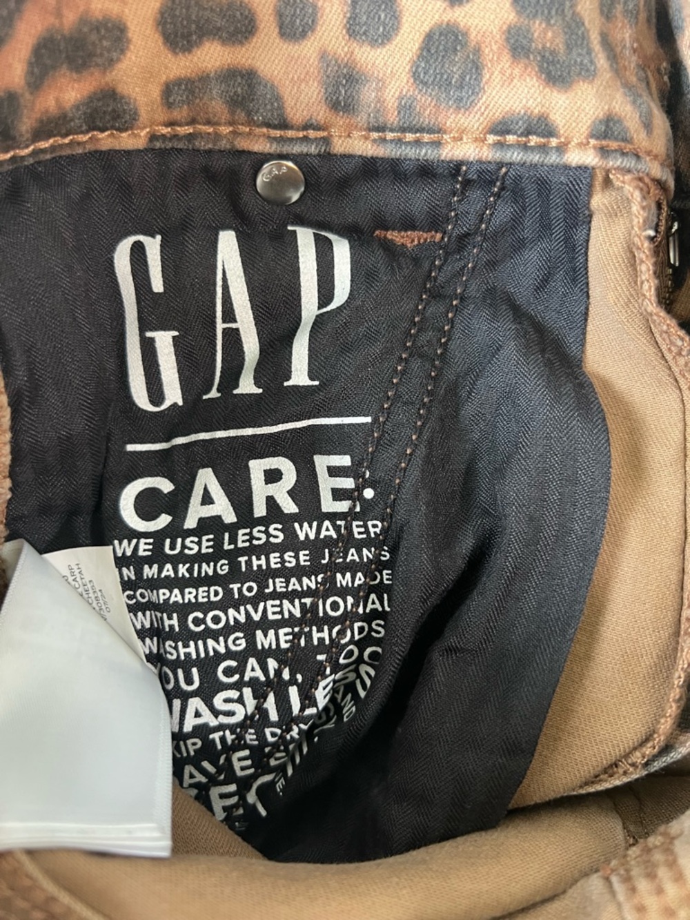 Gap Brown Leopard Print Carpenter Pants Straight Leg Mid Rise Utility Size 4/28 - Picture 8 of 12